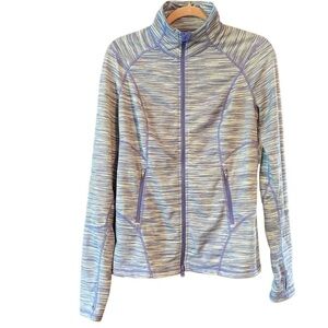 Zella athletic jacket purple white medium stretch‎ zippered pockets